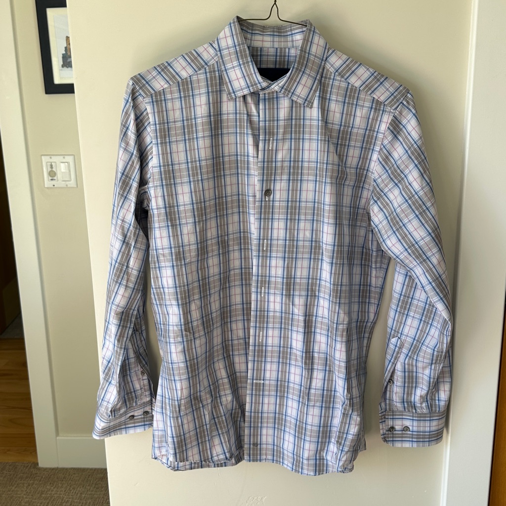 David Donahue Blue And White Checkered Shirt David Donahue Blue And White Checkered Shirt